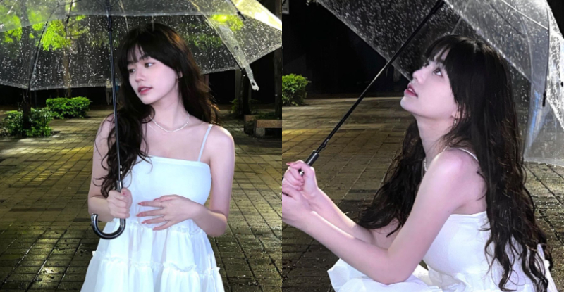 「绝美仙女」夜雨漫步超梦幻，赴美秒转「开放式」超惊喜