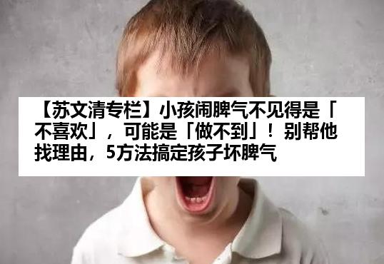【苏文清专栏】小孩闹脾气不见得是「不喜欢」，可能是「做不到」！别帮他找理由，5方法搞定孩子坏脾气
