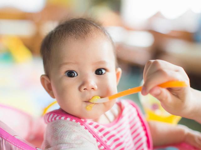 6个月大婴儿的断奶菜单迅速成长,体重增加,质量充足