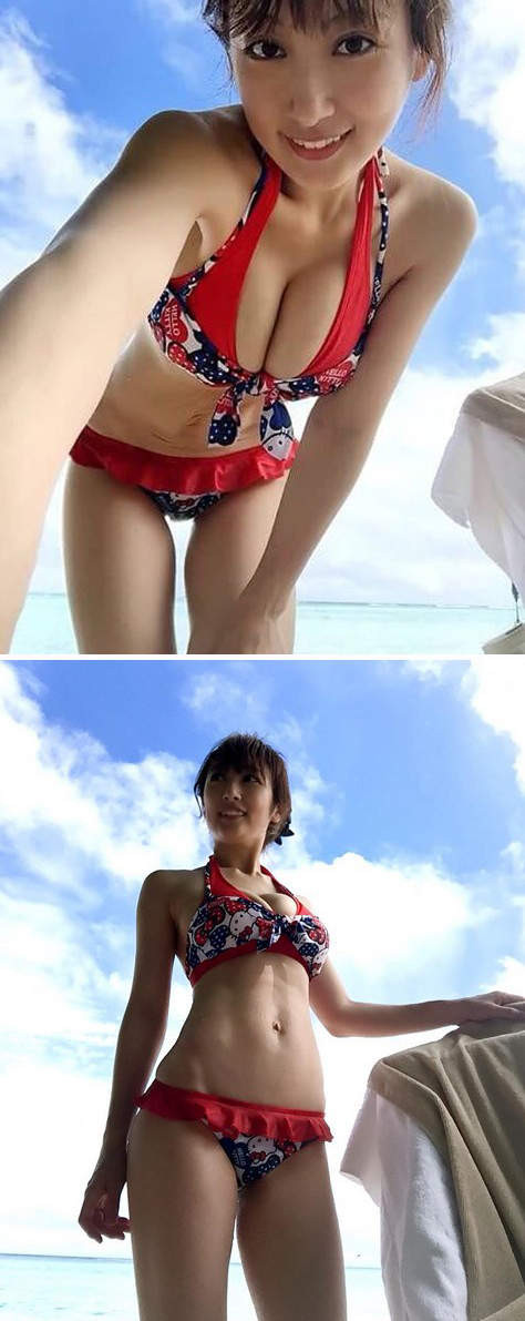 熊田曜子是2001年在日本出道的女星，前面很多年的打拼岁月中一直是高人气的写真女星，不但身材拥有绝对品质的好写真销量更是不错，一直被誉为是史上最强美乳。