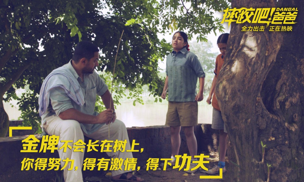 《摔跤吧!爸爸》是由尼特什·提瓦瑞执导、阿米尔·汗领衔主演的印度电影。根据真人真事改编，讲述曾经的摔跤冠军辛格培养两个女儿成为女子摔跤冠军，打破印度传统的励志故事。电影一上映就好评如潮，豆瓣评分达到了9分多，堪称最走心的电影佳作。其中爸爸对女儿讲得话真的是经典又精辟，当爸当妈的你也该学学啦~~