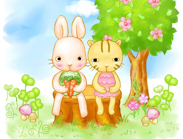 胎教故事大全每天一个：小花猫和小白兔