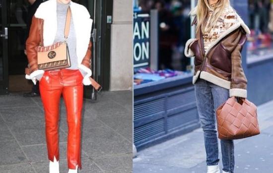 2、羊羔毛外套橘色的直筒裤也是推荐尝试搭配，让你色彩亮丽的组合。