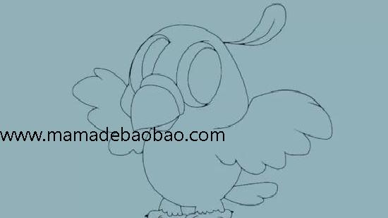 如何画一只小鸟: 15 步骤（卡通小鸟）